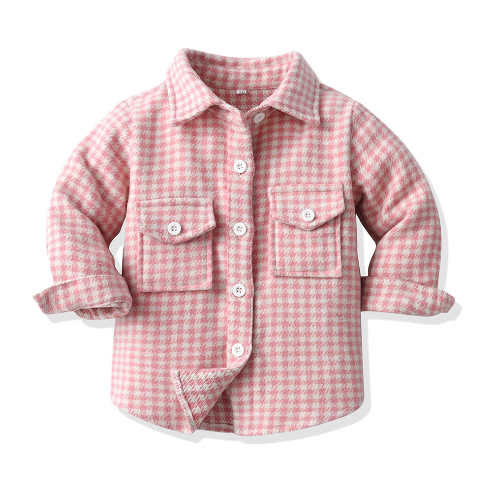 Wholesale Children's Cotton Long Sleeved Plaid Shirts